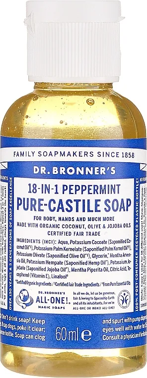 Dr. Bronner’s 18-in-1 Pure Castile Soap Peppermint Tekući sapun "Menta"