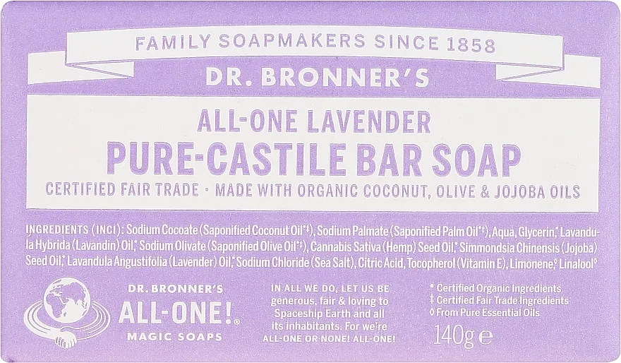 Dr. Bronner’s Pure Castile Bar Soap Lavender Sapun "Lavanda"