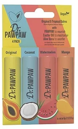 Dr. PAWPAW Original &amp; Tropical Balms (lip/balm/4x4g) Set