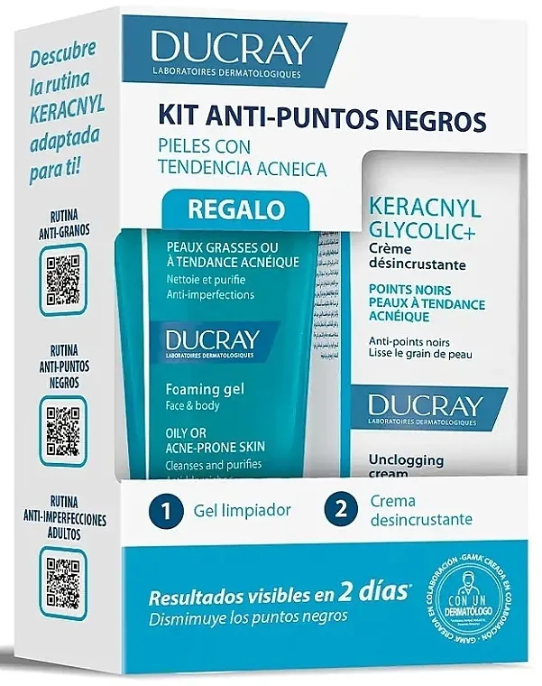 Ducray Keracnyl Anti-Blackhead Set (foam/gel/40ml + cream/30ml)