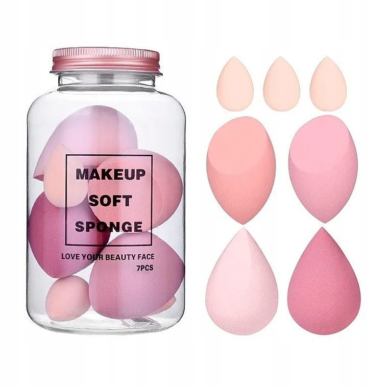Ecarla Makeup Soft Sponge Rose Cream Duo Set sunđera za šminkanje u teglici, 7 kom.