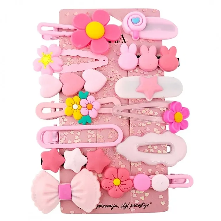 Ecarla Set ukosnica za kosu, SP411, roze, 14 kom.