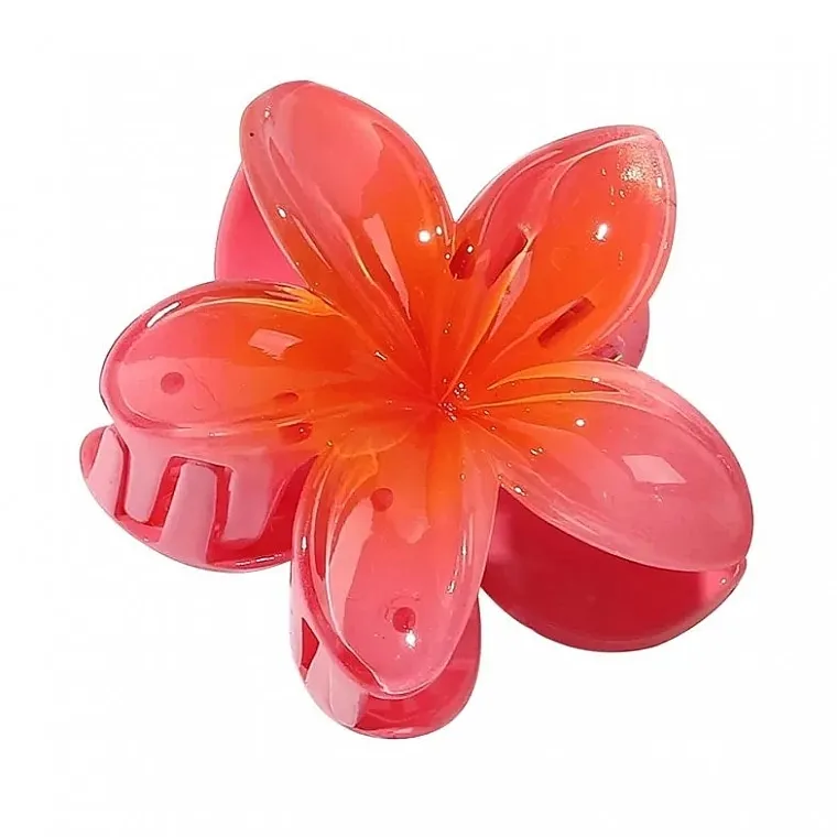 Ecarla XL Flower Red Ombre Šnala za kosu u obliku krabe Monoi Flower, crvena