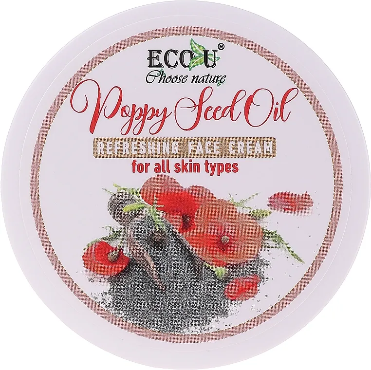 Eco U Poppy Seed Oil Refreshing Face Cream For All Skin Type Osvježavajuća krema za lice s uljem maka za sve tipove kože