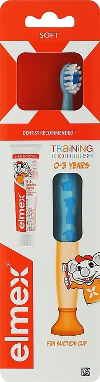 Elmex Learn Toothbrush Soft + Toothpaste 12ml Dječja četkica za zube soft (0-3 godine), plava s medvjedićima