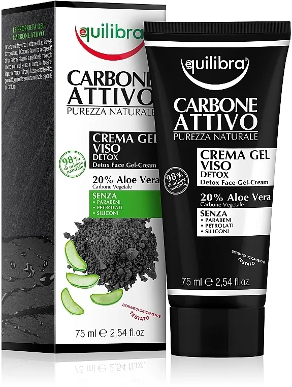 Equilibra Active Charcoal Detox Face Gel-Cream Krema-gel za lice s aktivnim ugljenom