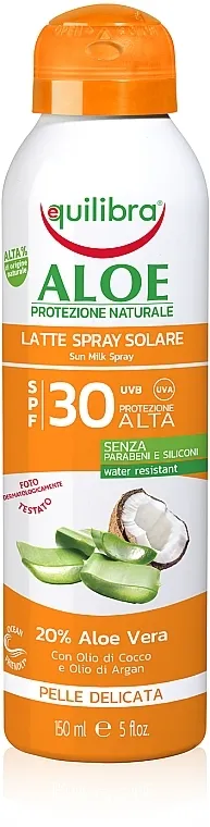 Equilibra Sun Aloe Spray Milk Spf 30 Delicate Skin Mlijeko-sprej za sunčanje s alojom SPF 30