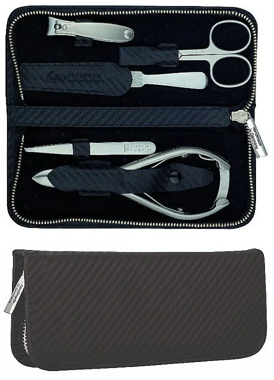Erbe Solingen Manicure Clip-Top Case Set za manikir, 5 komada Siena, kopča na klip, braon