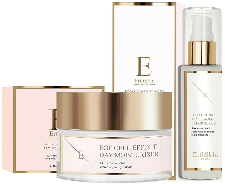 ErthSkin London EGF Cell Effect Day Moisturiser + Hyaluronic Acid &amp; Collagen Serum (f/cr/50ml + f/ser/60ml) Set