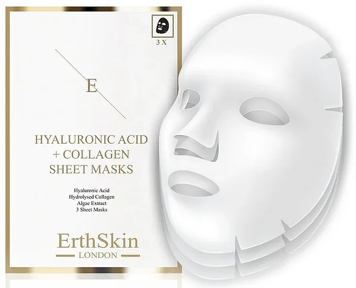ErthSkin London Hyaluronic Acid &amp; Collagen Sheet Masks Maska za lice