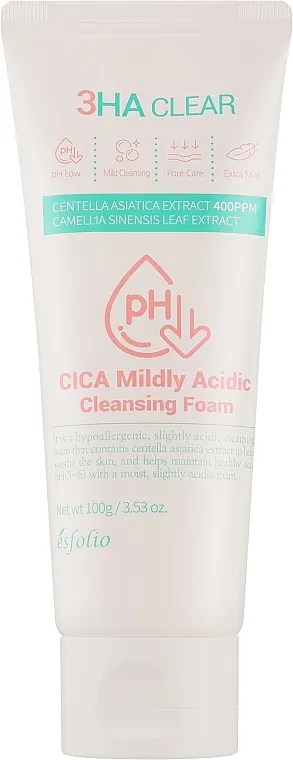 Esfolio 3HA Clear Cica Mildly Acidic Cleansing Foam Pena za umivanje lica sa kiselinama
