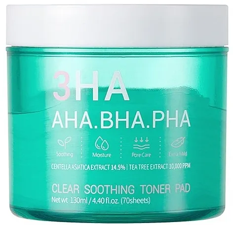Esfolio 3HA Clear Soothing Toner Pad Sunđeri za čišćenje lica sa tri vrste kiselina