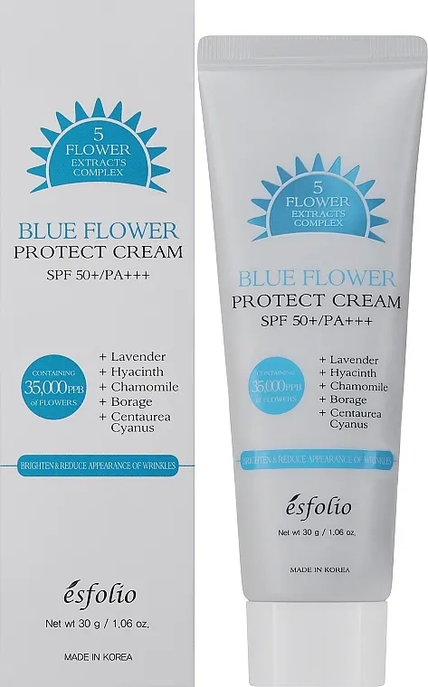 Esfolio Blue Flower Protect Cream SPF 50+/PA+++ 5 Flower Extracts Complex Krema za zaštitu od sunca sa ekstraktom plavog bilja