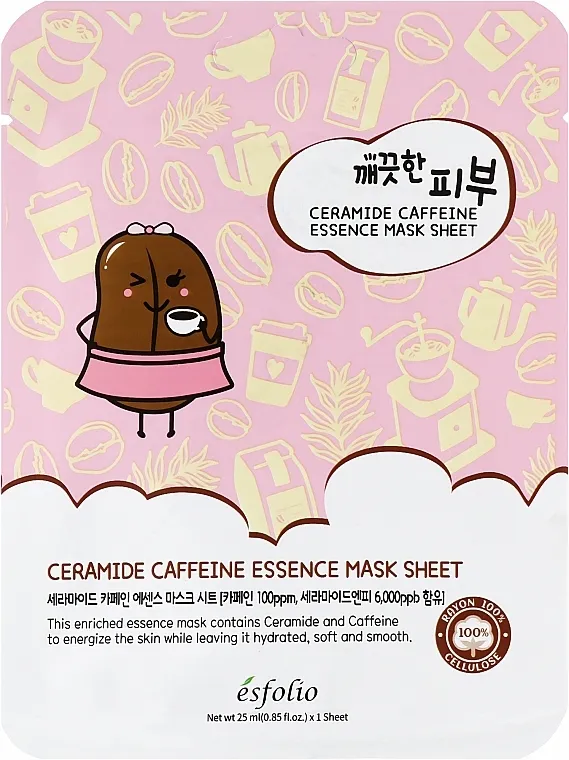 Esfolio Pure Skin Ceramide Caffeine Essence Mask Sheet Ceramidi i kofein list maska za lice