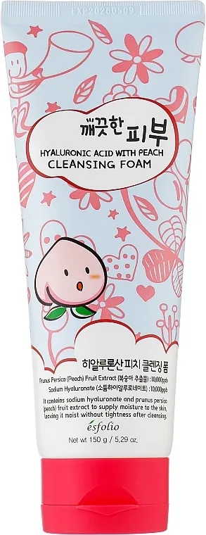 Esfolio Pure Skin Hyaluronic Acid With Peach Cleansing Foam Pena za čišćenje lica sa hijaluronskom kiselinom i breskvom