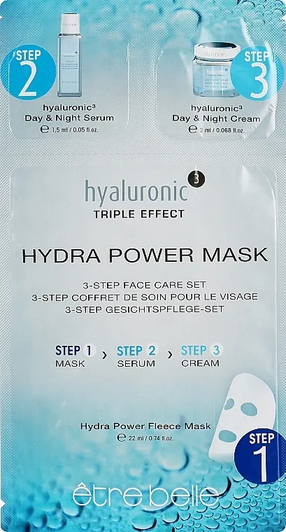 Etre Belle 3 Step Hyaluronic (mask/22ml + cr/2ml + ser/1.5ml) Set