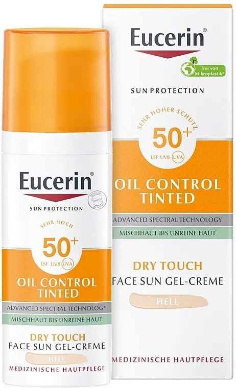 Eucerin Sun Protection Oil Control Dry Touch Tinted Sun Gel-Cream Hell SPF50+ Gel-krema za sunčanje za lice sa tonirajućim efektom