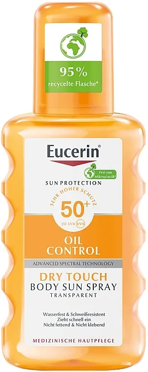 Eucerin Sun Protection Sun Oil Control Dry Touch Sun Spray SPF 50+ Sprej za sunčanje za telo, providan