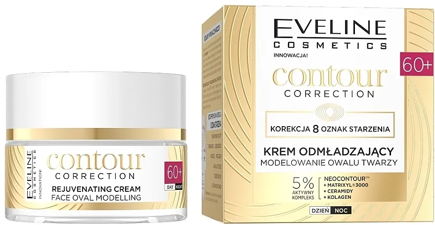 Eveline Contour Correction Night and Day 60+ Rejuvenating Cream Face Oval Modeling Podmlađujuća krema za modeliranje ovala lica