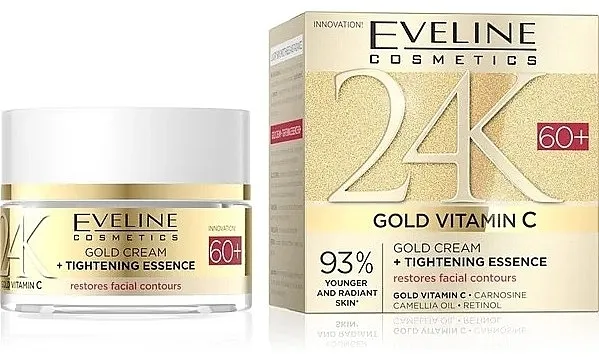 Eveline Cosmetics 24K Gold&amp;Vitamin C Gold Cream + Firming Essence 60+ Krema za lice 60+