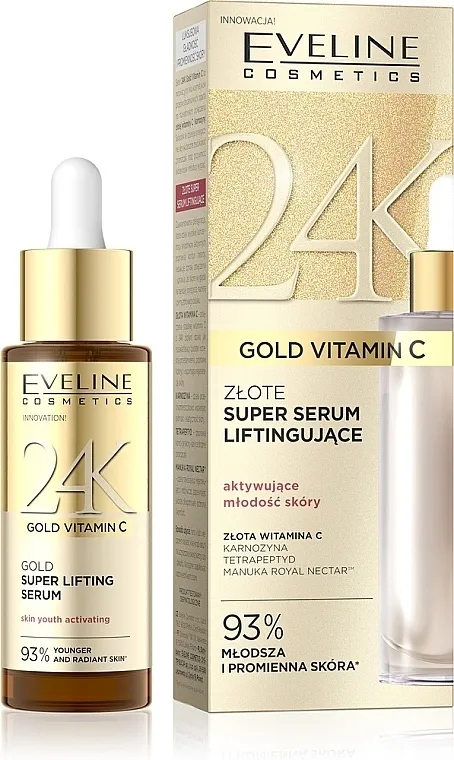 Eveline Cosmetics 24K Gold&amp;Vitamin C Super Lifting Serum Serum za lice sa lifting efektom
