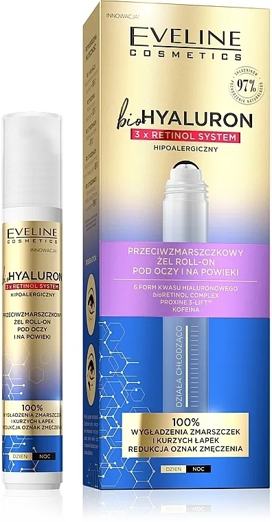 Eveline Cosmetics BioHyaluron 3x Retinol System Gel Roll-On Gel za područje oko očiju protiv bora