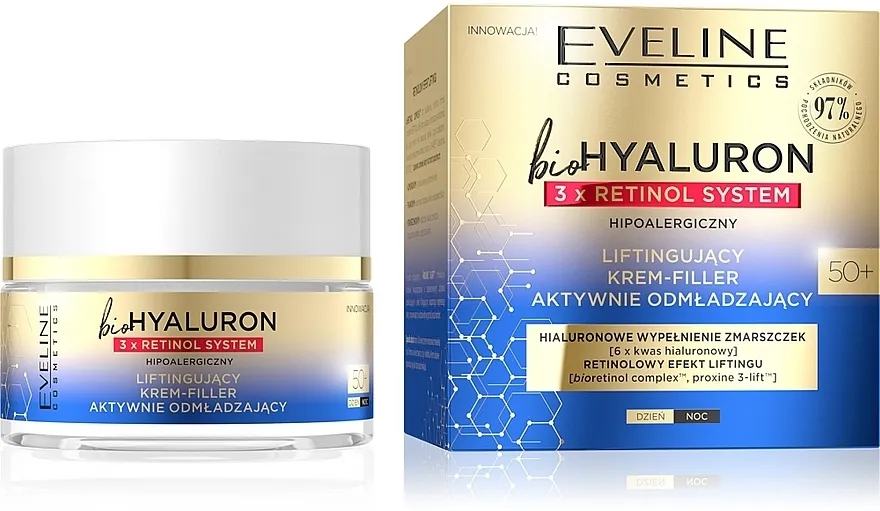 Eveline Cosmetics BioHyaluron 3xRetinol System 50+ Krema-filer s lifting efektom