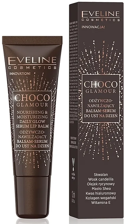 Eveline Cosmetics Choco Glamour Nourishing &amp; Moisturizing Daily Glow Serum Lip Balm Hranljivi i hidratantni balzam-serum za usne