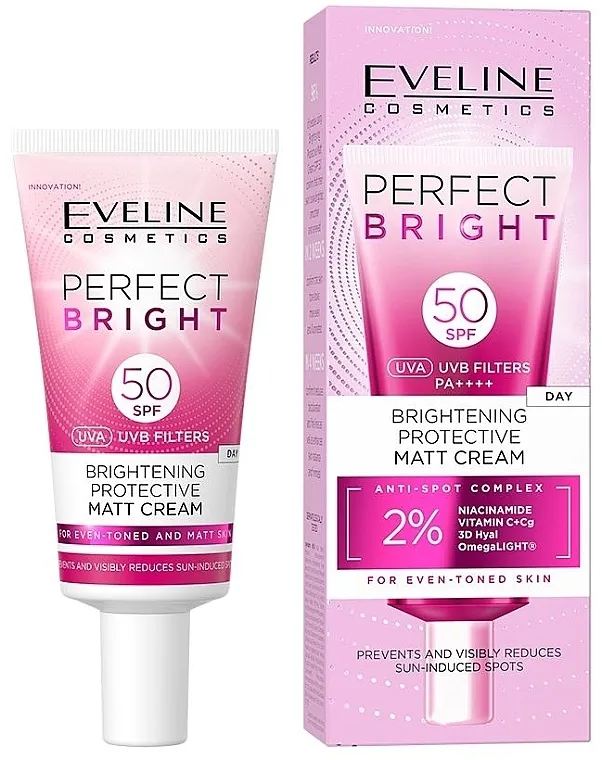 Eveline Cosmetics Perfect Bright Brightening Protective Matt Cream Matirajuća krema za lice sa efektom osvetljavanja i zaštite