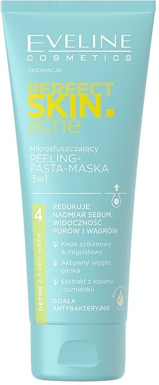 Eveline Cosmetics Perfect Skin.acne Face peeling Mask Piling maska-piling-pasta 3u1