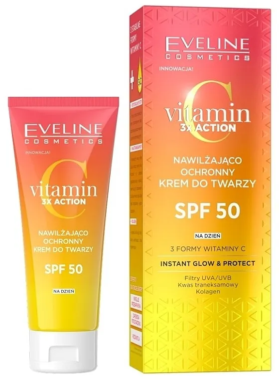 Eveline Cosmetics Vitamin C 3x Action Instant Glow &amp; Protect SPF50 Krema za lice