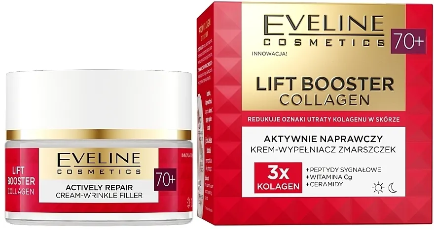 Eveline Lift Booster Collagen Actively Repairing Cream-Wrinkle Filler 70+ for Day and Night Aktivno obnavljajuća krema za popunjavanje bora 70+