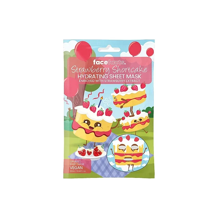 Face Facts Printed Sheet Mask Maska za lice u listu sa jagodastom tortom