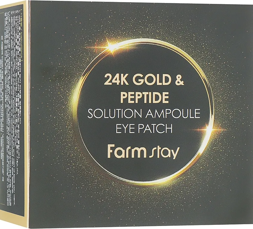 FarmStay 24K Gold And Peptide Solution Ampoule Eye Patch Hidrogel jastučići sa 24-karatnim zlatom i peptidima