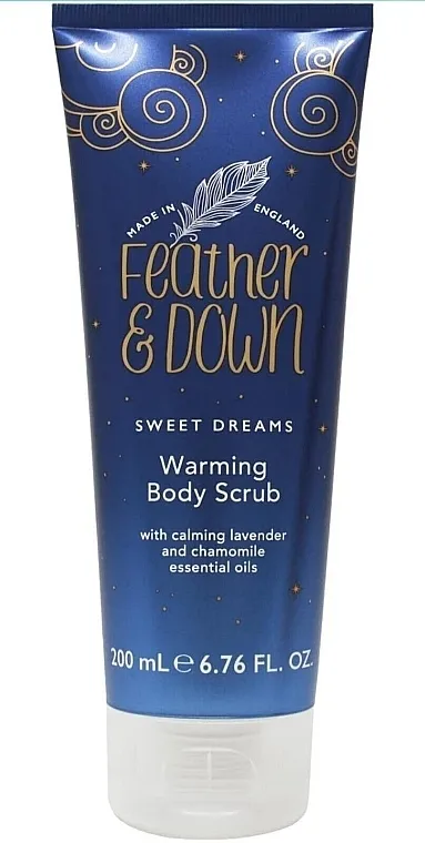 Feather &amp; Down Sweet Dreams Warming Body Scrub Zagrevajući i umirujući piling za telo sa eteričnim uljima lavande i kamilice