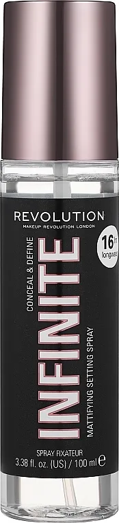 Fiksator šminke s učinkom matiranja Makeup Revolution Conceal &amp; Define Infinite Makeup Fixing Spray 16H