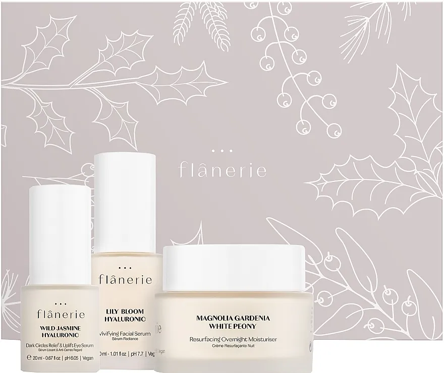Flanerie Christmas Set 3-step Night Care Routine (f/ser/30ml + eye/ser/20ml + f/cr/45ml)