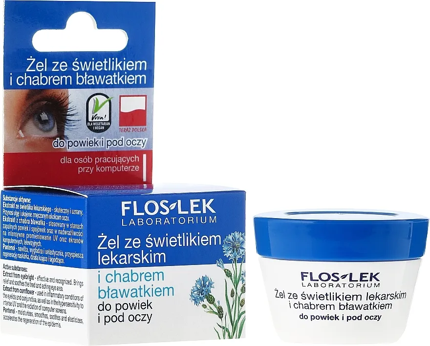 Floslek Lid And Under Eye Gel With Eyebright And Cornflower Gel za kapke i kožu oko očiju s podočnjakom i različkom