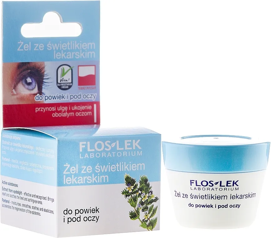 Floslek Lid And Under Eye Gel With Eyebright And Plantain (tegla) Gel za kožu oko očiju