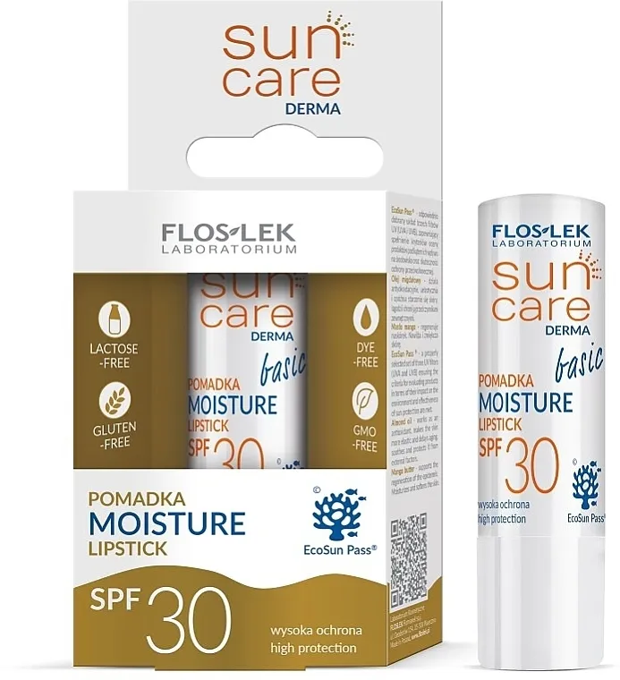 Floslek Sun Care Derma Basic hidrirajući balzam za sune SPF 30 Balzam za usne za sunčanje