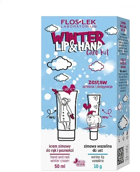 Floslek Winter Lip&amp;Hand Care Kit (h/mask/50ml + lip/balm/10g) Set "Zaštita i nega"