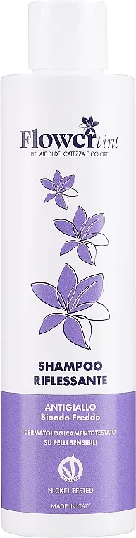 FlowerTint Shampoo Riflessante Antigiallo Biondo Freddo Tonirajući šampon za kosu, protiv žutih tonova, hladno-plava