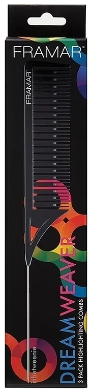 Framar Dreamweaver Highlight Comb Set Black Set češljeva za izvlačenje pramenova prilikom farbanja, crni, 3 kom.