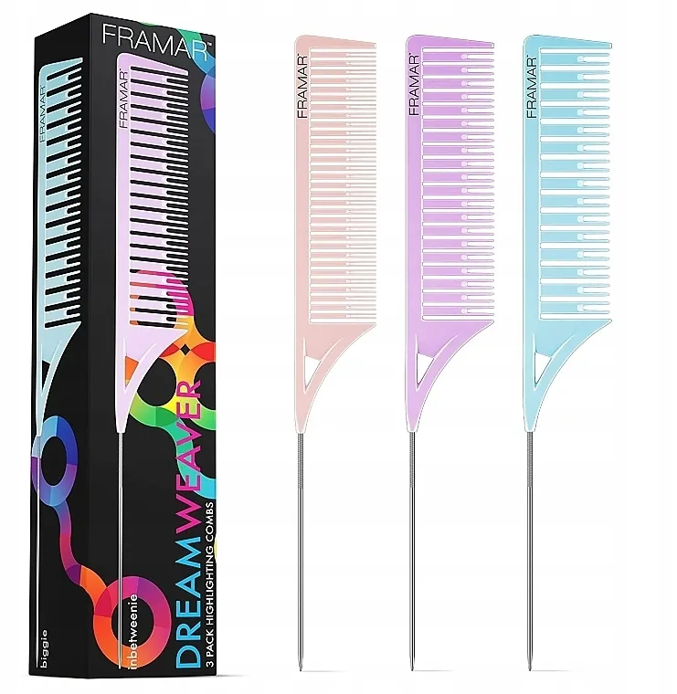 Framar Dreamweaver Highlight Comb Set češljeva za pramenove i farbanje, pastelne boje, 3 kom.