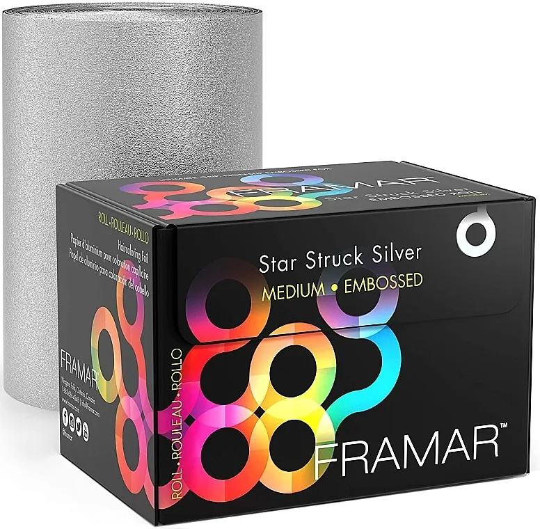 Framar Embossed Roll Medium Star Struck Silver Reljefna folija za frizere u rolni, 97 m