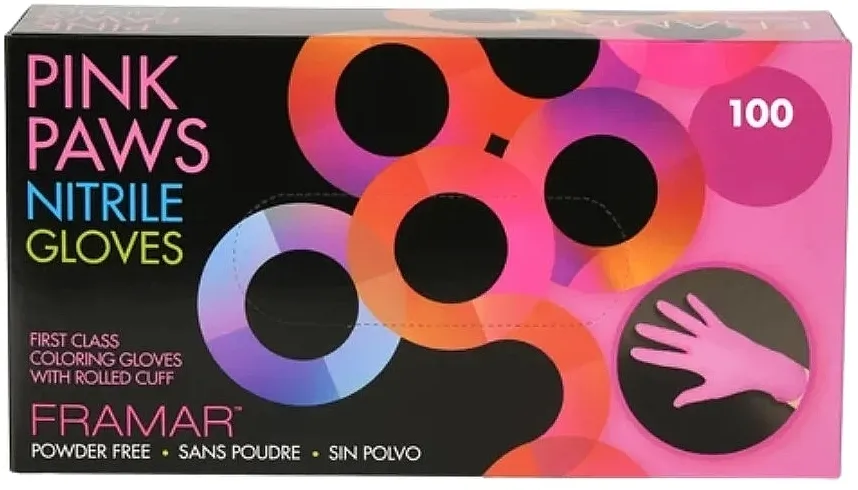 Framar Pink Paws Nitrile Gloves Small Ultra izdržljive nitrilne rukavice, veličina S, fuksija, 100 kom.