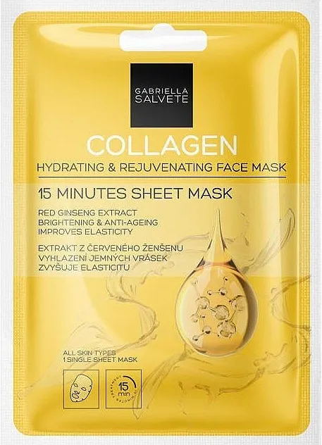 Gabriella Salvete Collagen Hydrating &amp; Rejuvenating 15 Minutes Sheet Mask Hidratantna i podmlađujuća maska za lice "Kolagen"