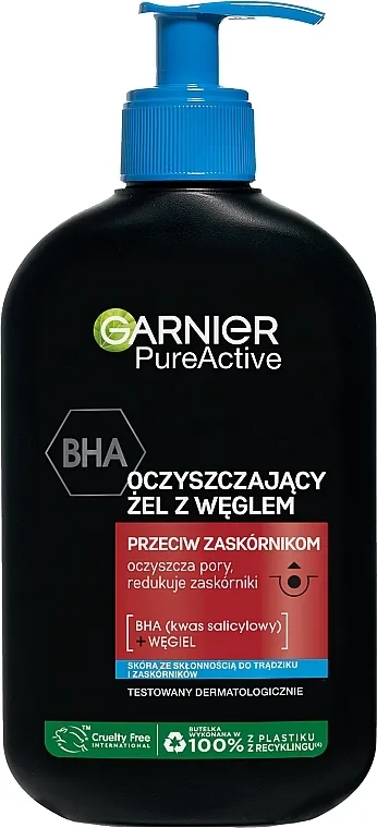 Garnier Pure Active BHA Charcoal Cleansing Gel Anti spot gel za umivanje