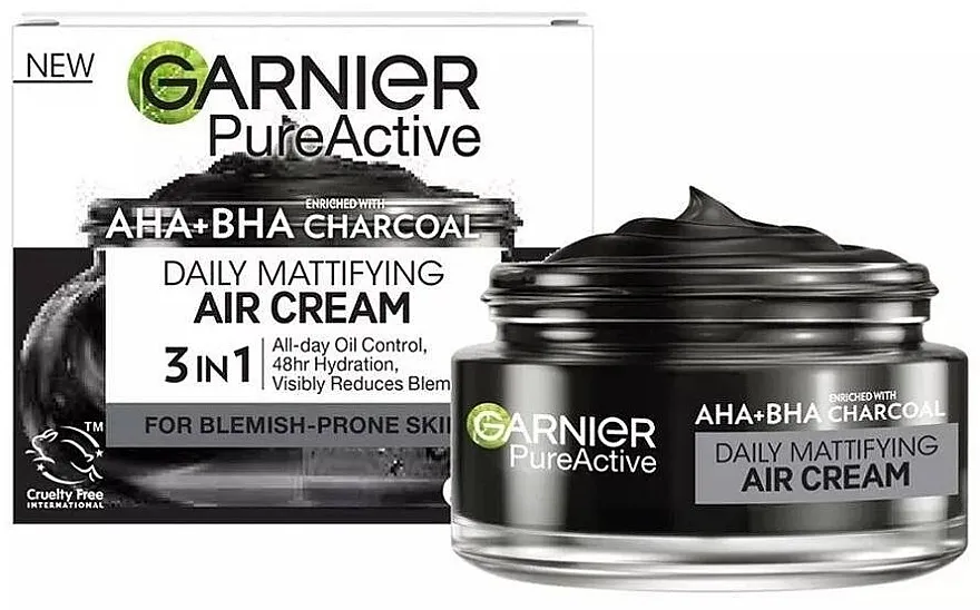 Garnier Pure Active Daily Mattifying Air Cream Hidratantna lagana krema sa AHA-BHA kiselinama i ugljem za matiranje kože lica
