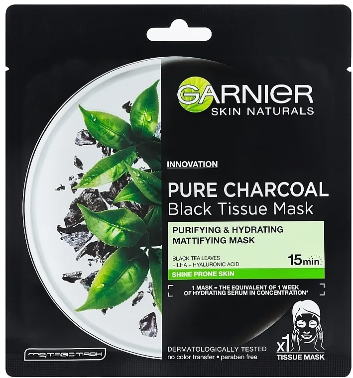 Garnier Pure Charcoal Tissue Mask Crna sheet maska ​​"Cleansing Charcoal" za masnu kožu